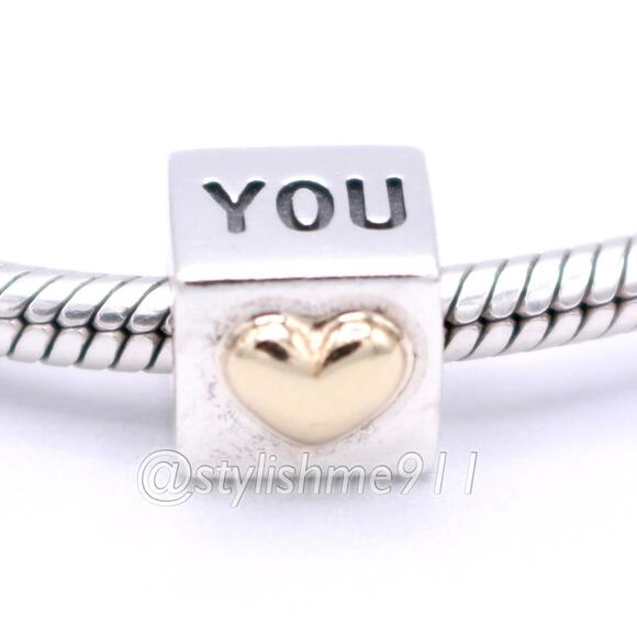 Authentic PANDORA I Love You Charm with 14K Gold - Picture 1 of 10